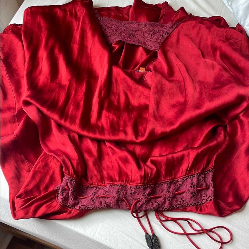 Michelle Jonas Red Midi Dress with Elastic Waist